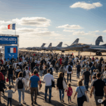 Foule de personnes à un meeting aérien - généré par IA