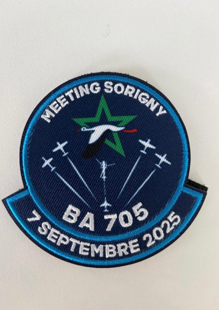 Photo du patch brodé édition limitée Meeting Sorigny, BA 705, 7 septembre 2025